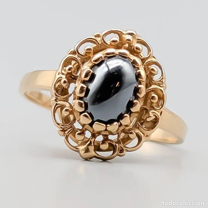 Schmuck: Anel de sinete em ouro com pedra Bl&aring; Sten 18 quilates 3,69 gramas 18mm