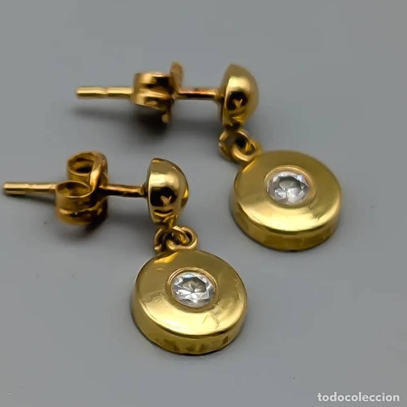 Joyeria: Brincos em ouro 9 quilates com diamantes, 1,73 gramas, 13mm