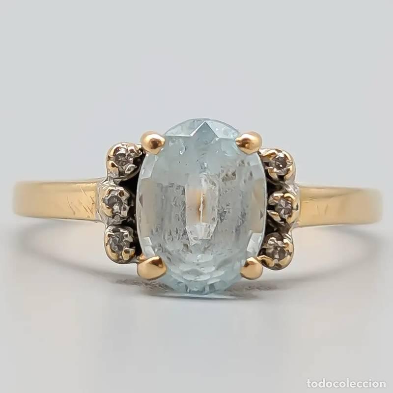 Gioielleria: Anel Carmos&eacute; em ouro branco de 18 quilates com diamantes e safira, 3,79 gramas, 18,5mm