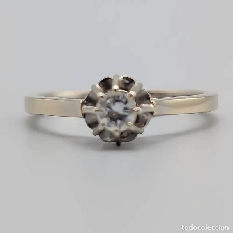 Joyeria: Anel de diamantes em ouro 18 quilates, 2,99 gramas, 17,5mm