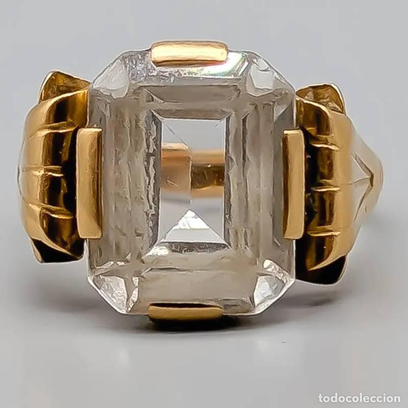 Joyeria: Anel em ouro 14 quilates com pedras brancas e pretas, 2,58 gramas, 16,25mm