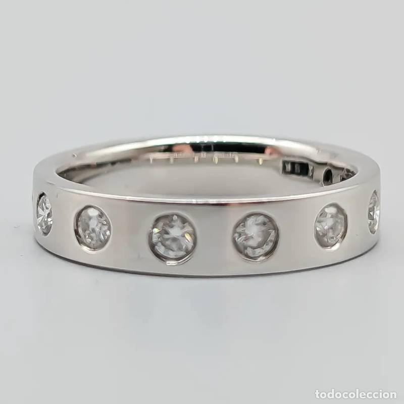 Joyeria: Anel de diamantes em ouro branco 18 quilates, 1,2 gramas, 16,75mm