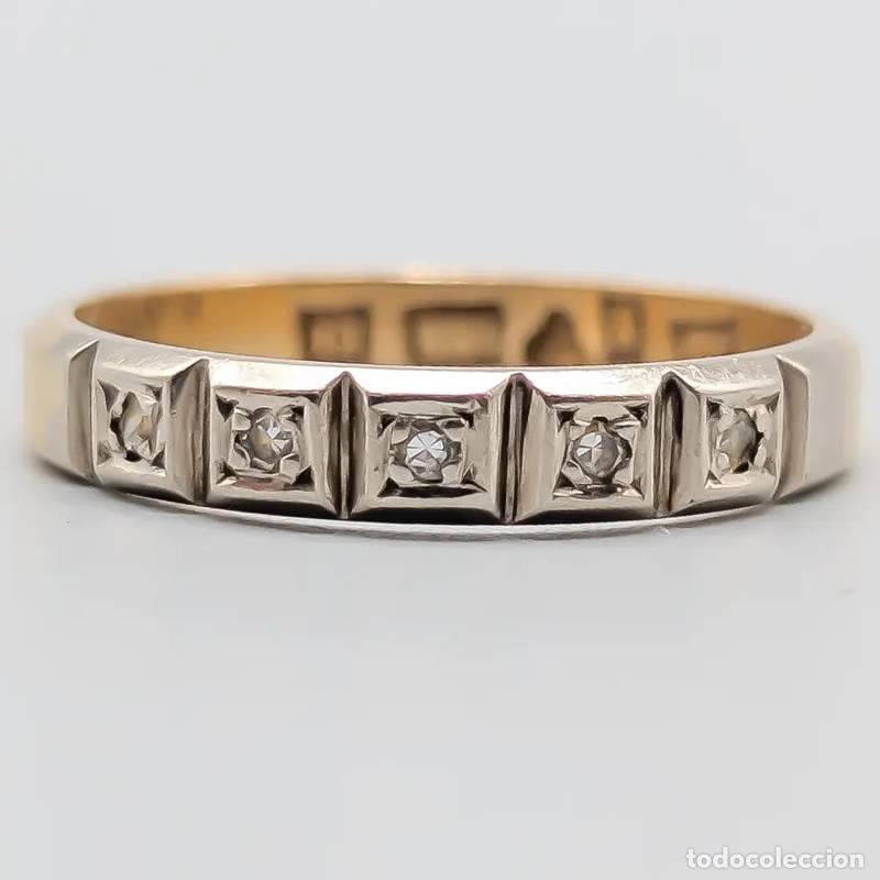 Schmuck: Anel de diamantes em ouro com safiras 18 quilates 2,52 gramas 18mm