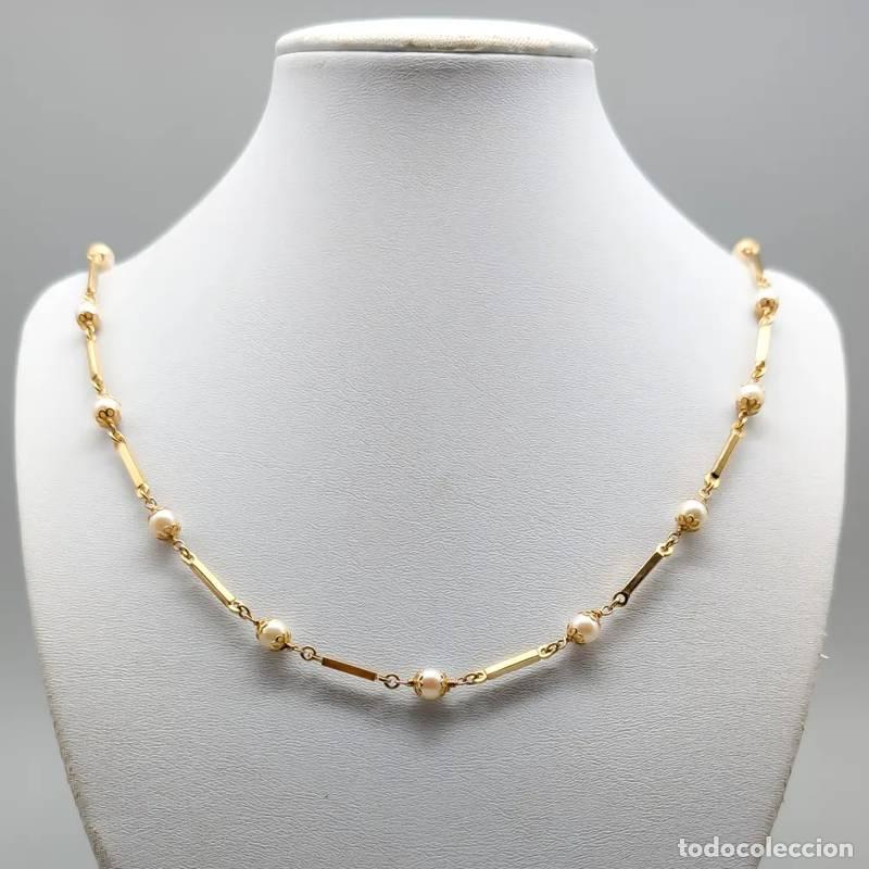 Joyeria: Corrente de elos planos de 71,5 cm em ouro de 18 quilates, 13,39 g