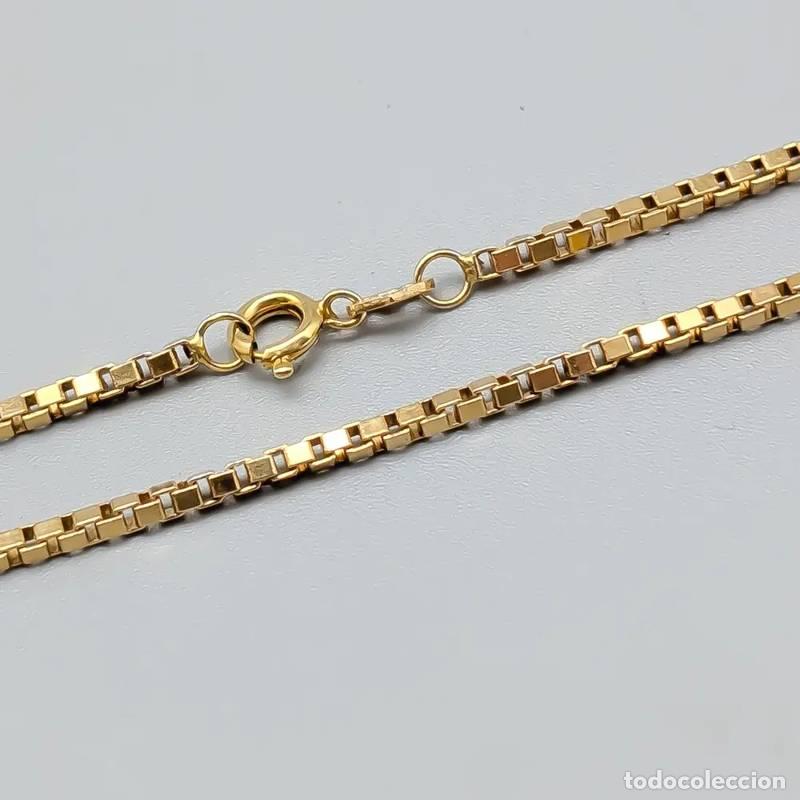 Joyeria: Corrente tipo caixa de 38 cm em ouro de 18 quilates com diamante, 2,76 g