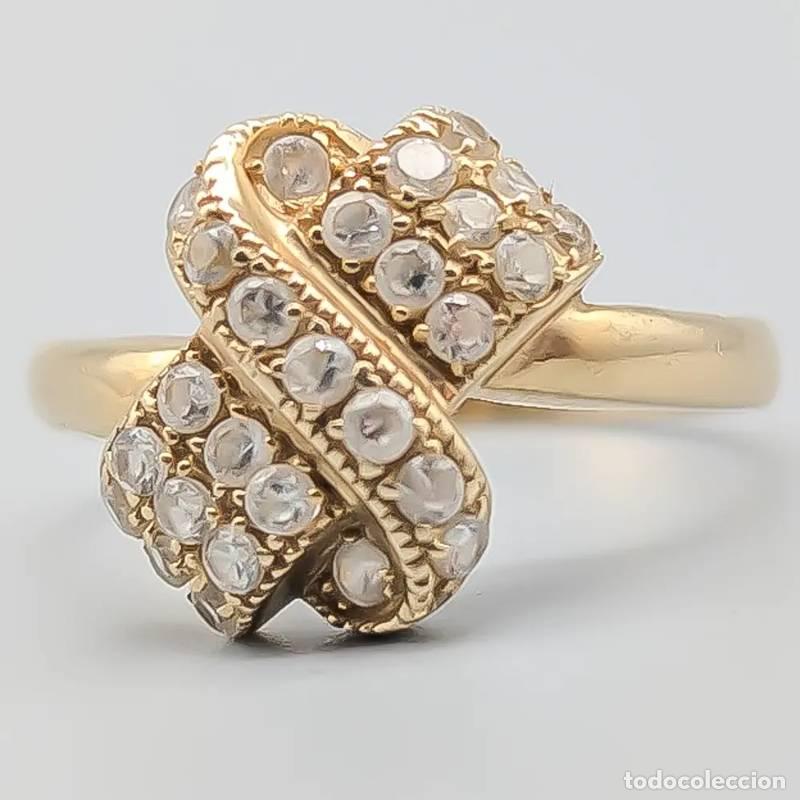 Jewelry: Anel em ouro branco de 18 quilates com diamantes, 2,39 gramas, 16,5mm