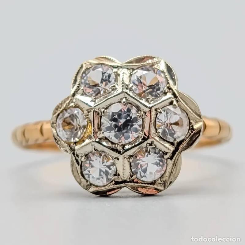 Gioielleria: Anel em ouro com pedras rosa 18 quilates 5,73 gramas 19,5mm