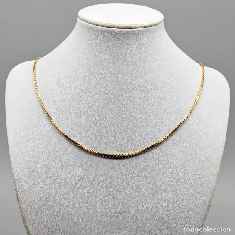 Jewelry: Corrente tipo caixa de 38 cm em ouro de 18 quilates com Pingente de p&eacute;rola de cultura, 2,56 g