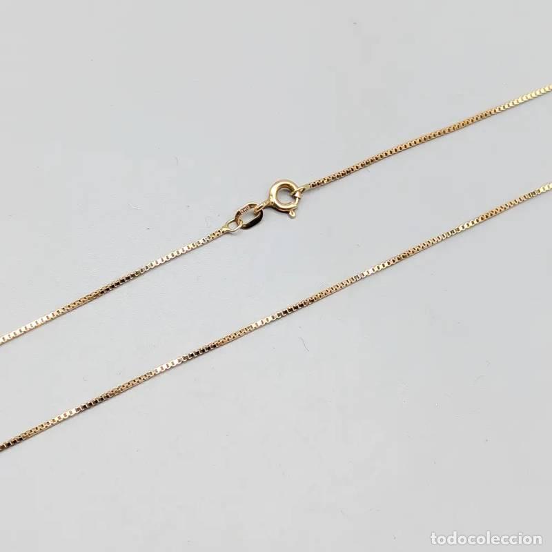 Joyeria: Corrente tipo caixa de 38,5 cm em ouro com Pingente Tro, Hopp e K&auml;rlek 18 quilates 2,76 g