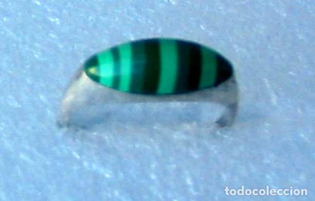 Schmuck: ANILLO DE ALPACA PLATEADA CON INCRUSTACI&Oacute;N DE METACRILATO - A&Ntilde;OS 70 - VER DESCRIPCI&Oacute;N Y FOTOS