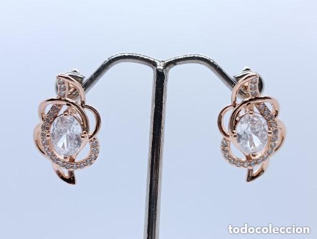 Joyeria: Maravillosos pendientes en oro de 14 quilates con circonio talla diamante