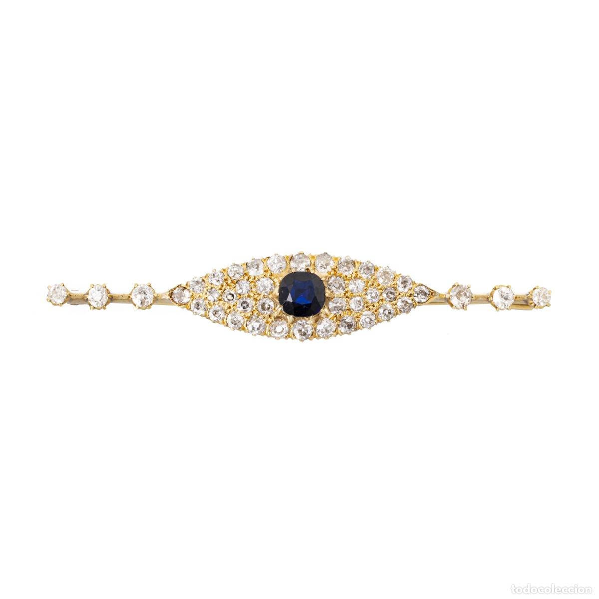 Joyeria: Broche de oro, diamantes y zafiros - Foto 1