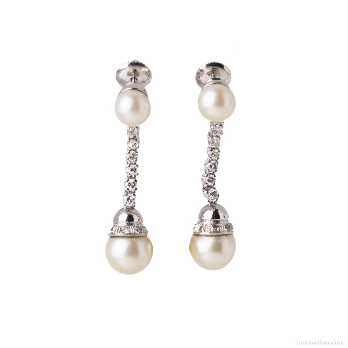 Joyeria: PAR DE PENDIENTES DE ORO Y PERLAS - Foto 1