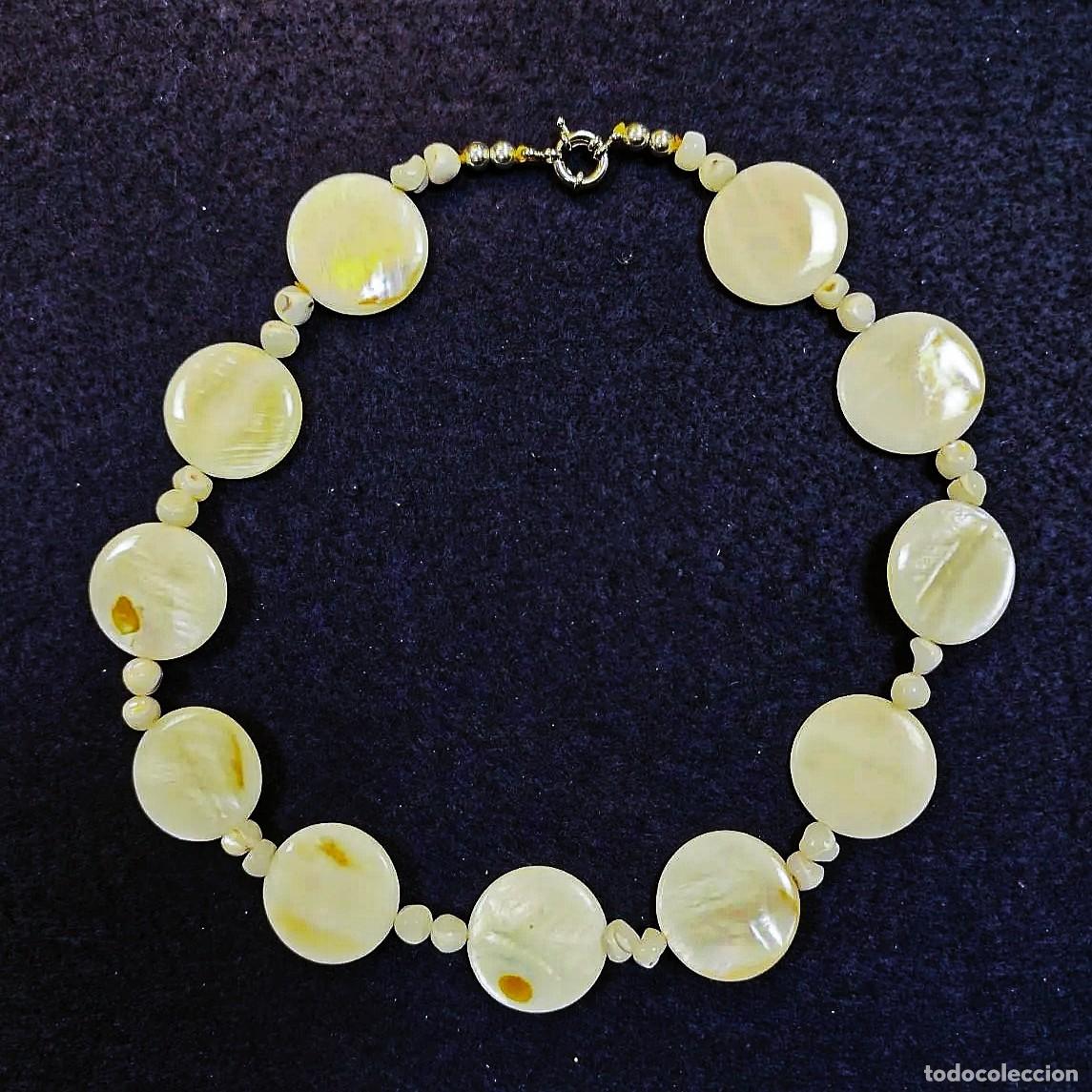 Jewelry: COLLAR DE PIEZAS Y DISCOS DE NACAR CON ALPACA. LARGURA CMS