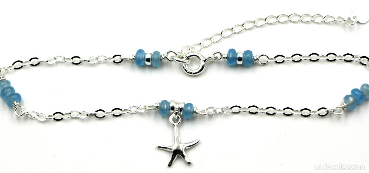Joalharia: Tobillera de Plata con estrella y piedras &Aacute;gata en azul