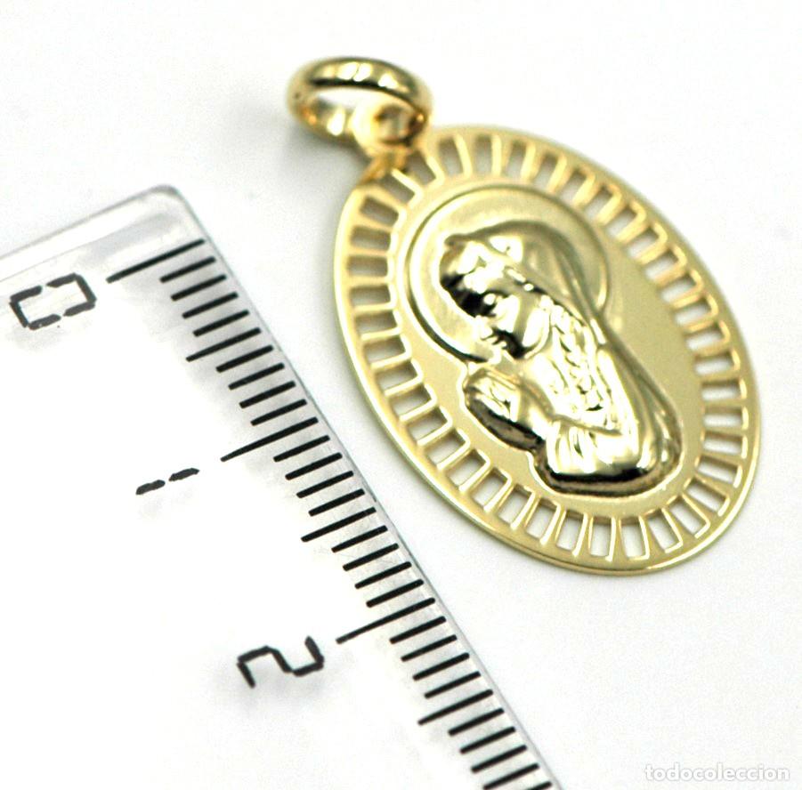 Joyeria: Medalla comuni&oacute;n con Virgen, Plata Ley chapada Oro - Foto 2