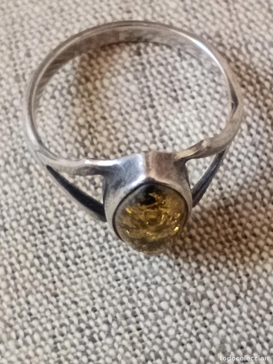 Joyeria: Anillo de plata de 1 Ley con cabujon de &aacute;mbar verde del B&aacute;ltico - Foto 2