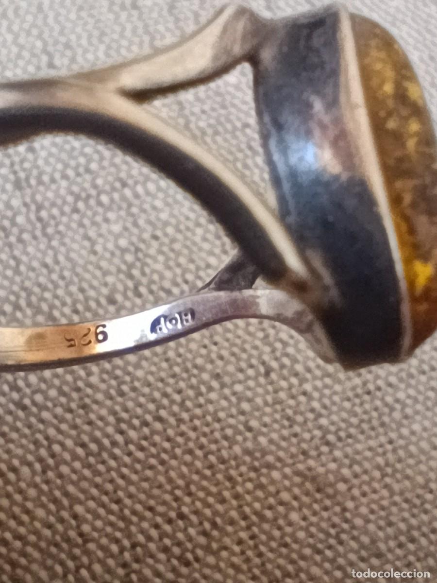 Joyeria: Anillo de plata de 1 Ley con cabujon de &aacute;mbar verde del B&aacute;ltico - Foto 3