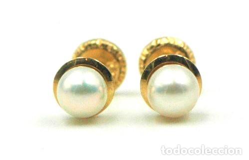 Joyeria: Pendientes ni&ntilde;a en Oro 18 quilates, con perla, 4mm di&aacute;metro