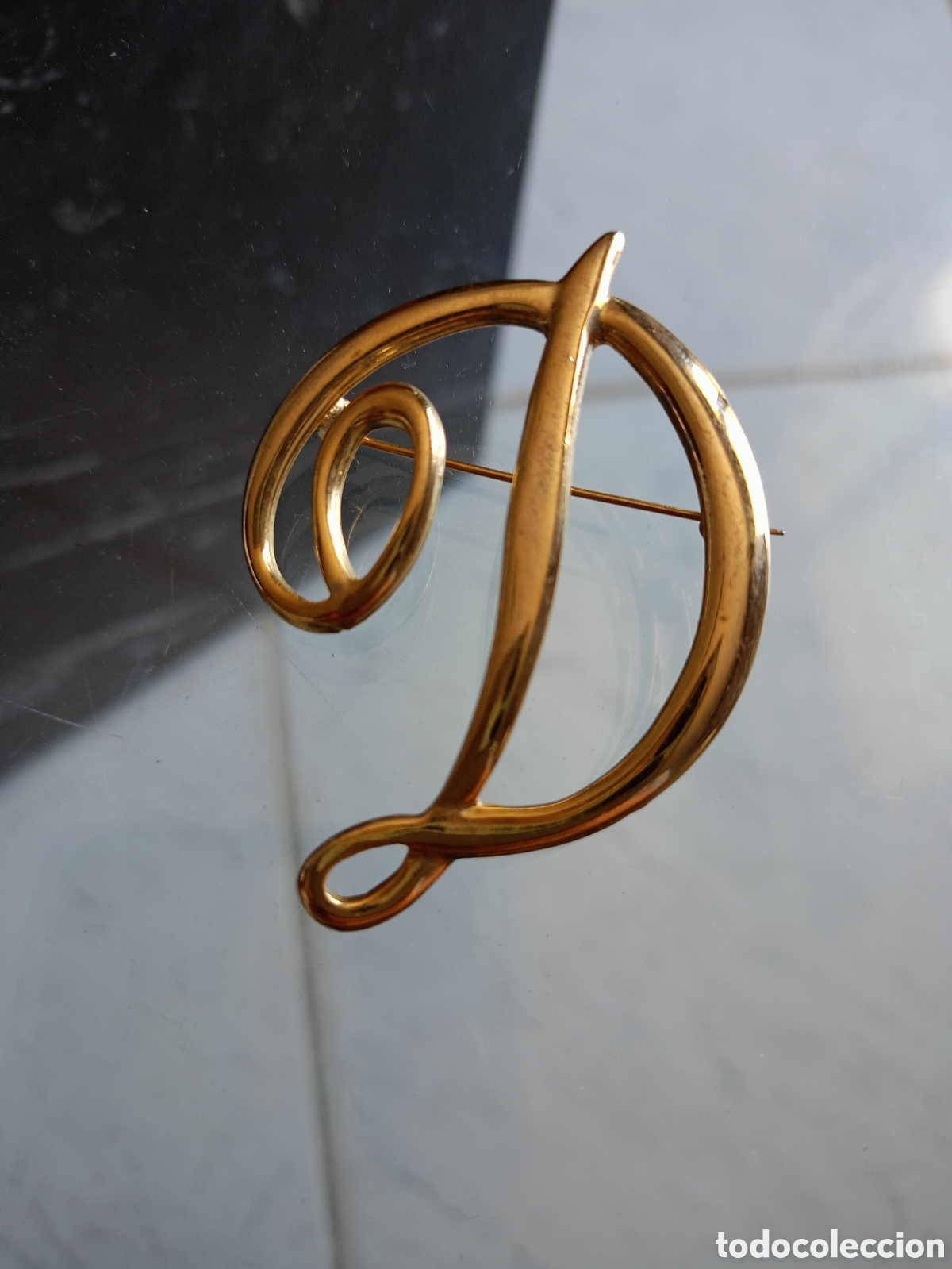Gioielleria: Broche inicial letra D chapado oro vintage a&ntilde;os 80