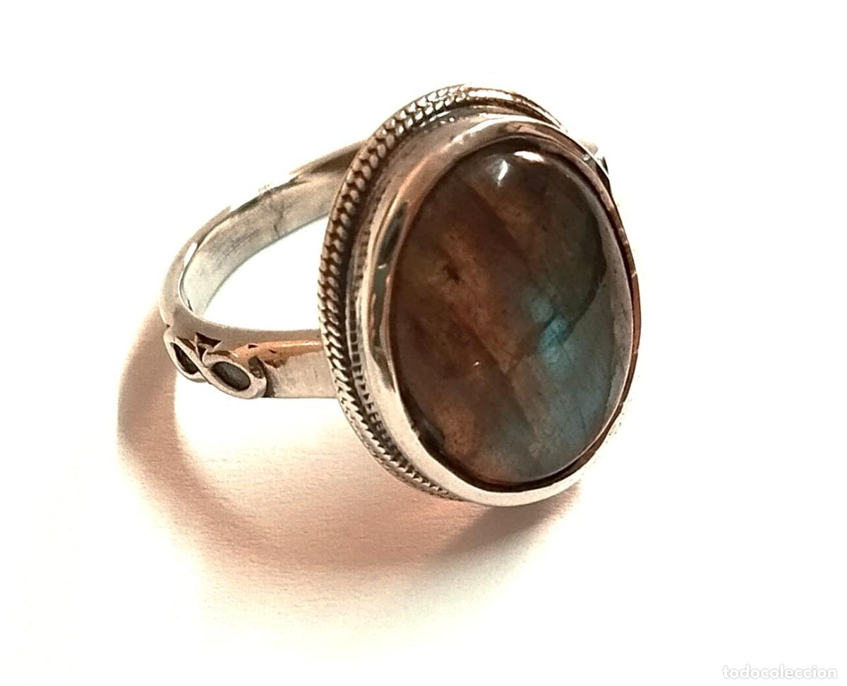 Joyeria: Anillo ajustable de Plata 925 y labradorita - Foto 2