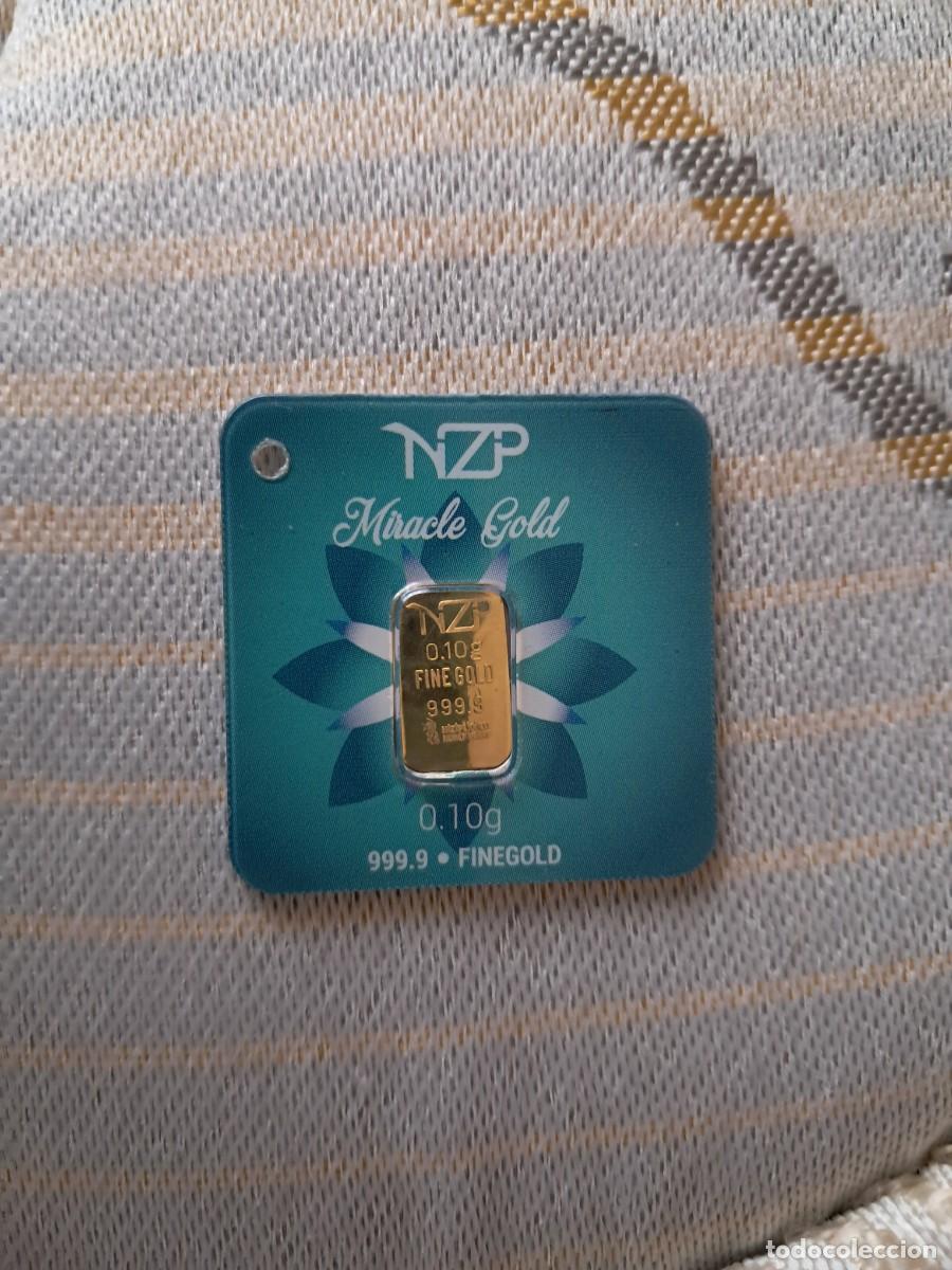 Joyeria: MINI LINGOTE DE ORO DE 0,10 GRAMOS 24 KILATES ELABORADO POR NZP. PRECINTADO