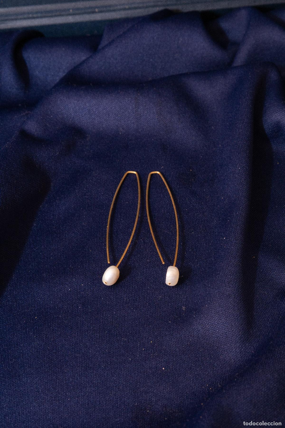 Jewelry: Pendientes oro 18k 2,21gr perlas colgantes largos minimalistas elegantes vintage