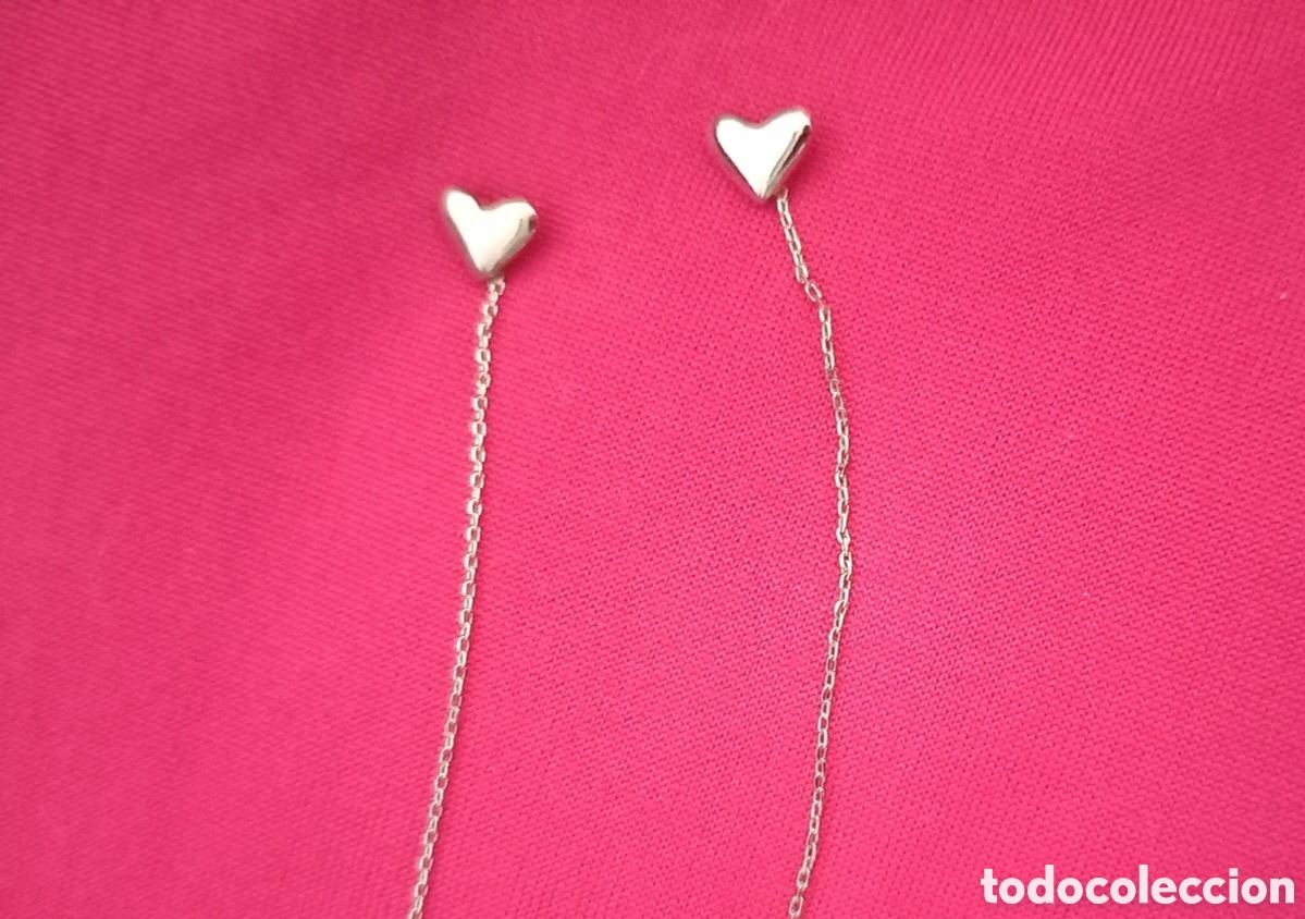 Jewelry: Originales pendientes peque&ntilde;o coraz&oacute;n largo infinito plateados 6cm Largo aprox. Muy bonitos