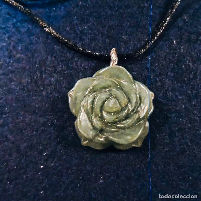 Joyeria: COLGANTE DE PLATA CON FLOR AVENTURINA VERDE MEDIDAS 50 X 40 MM. PLATA DE LEY
