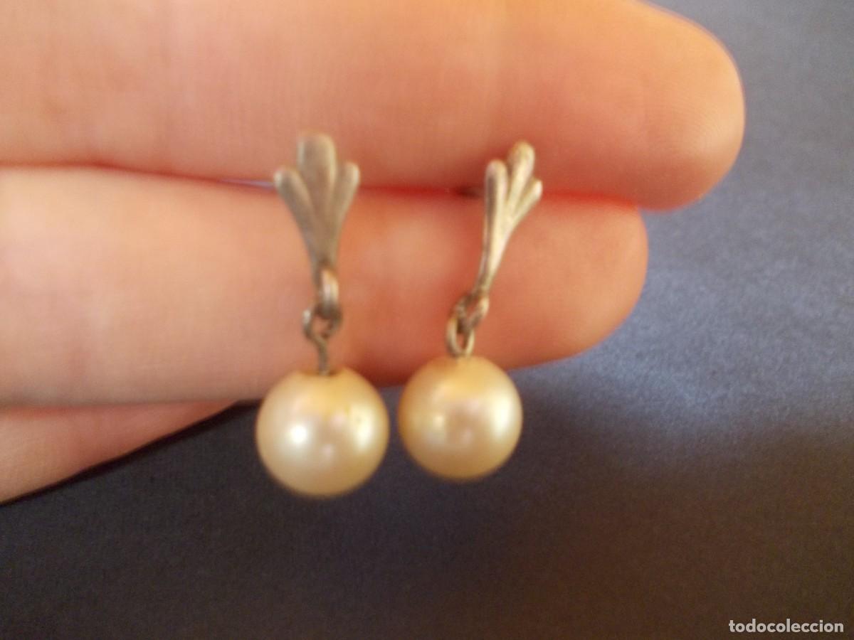 Schmuck: Pendientes perla metal envejecido Articulados Estilo Modernista Art D&eacute;co Cierre de Aguja