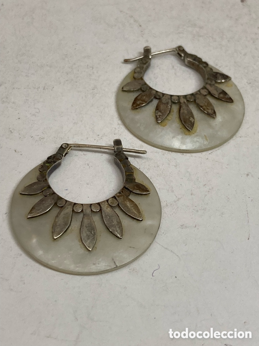 Joyeria: Pendientes de plata y n&aacute;car P449 - Foto 1