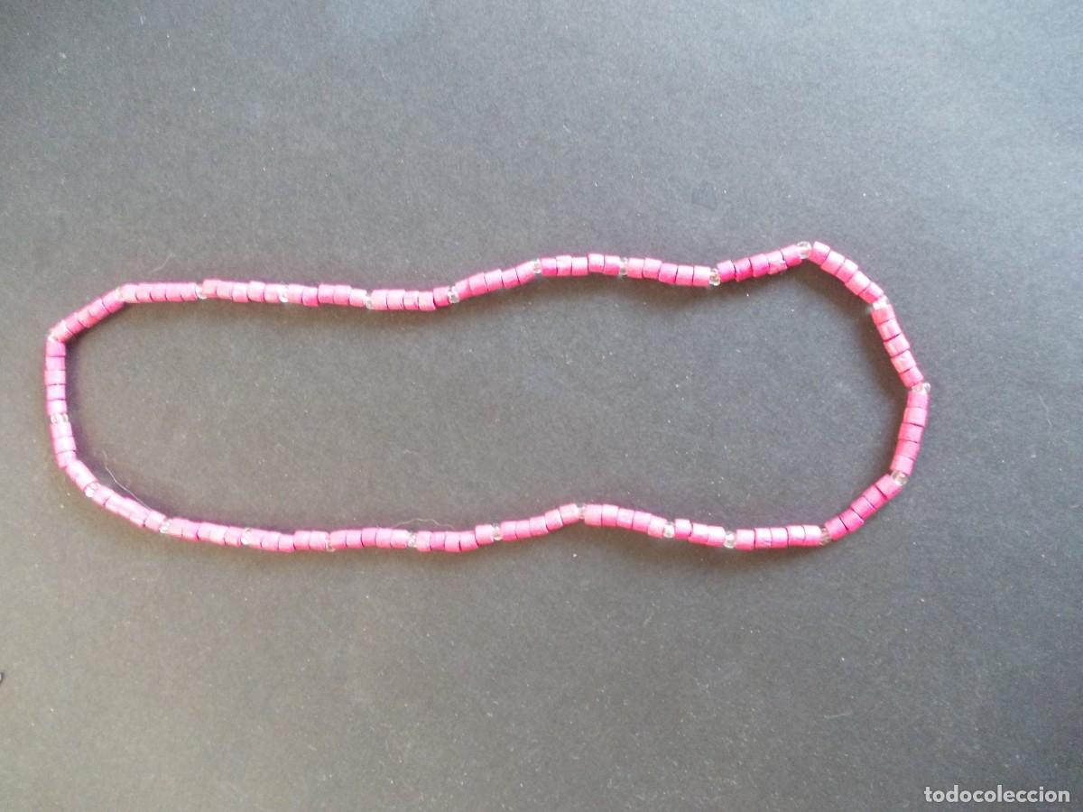 Schmuck: Collar Cuentas Madera Rosa Fucsia Tubulares Cristales Estilo &Eacute;tnico Boho Chic Dise&ntilde;o Hippie
