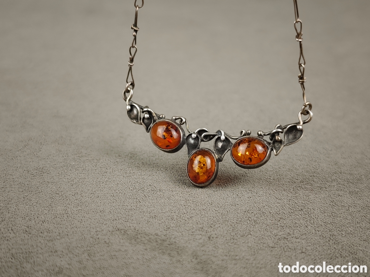 Joyeria: Antiguo Colgante de Plata y &Aacute;mbar - Foto 2