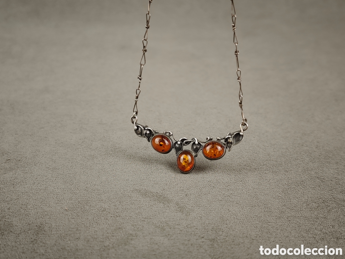 Joyeria: Antiguo Colgante de Plata y &Aacute;mbar