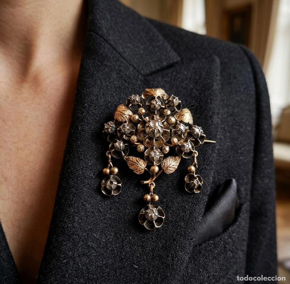 Joyeria: Broche - 18 quilates Oro amarillo Diamante (Natural) - Isabelino Siglo XIX
