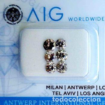 Joaillerie: Lote de 6 diamantes aut&eacute;nticos 1,22qt Redondos Fancy Light Brown SI1, SI2, SI3, I1 Certificado AIG