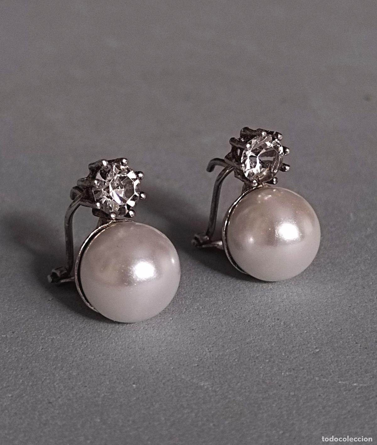 Joyeria: Pendientes de plata de ley con perla y circonita, cierre de omega.