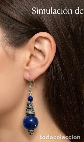 Joyeria: Elegantes pendientes largos de plata de ley 925 con lapisl&aacute;zuli. 6 cm. Peso 12,7 g.