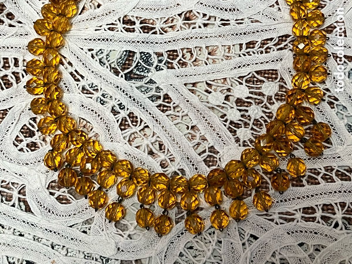 Joyeria: A&Ntilde;OS 40- 50. ANTIGUO COLLAR GARGANTILLA CRISTAL AMBAR FACETADO DE &Eacute;POCA ART DEC&Oacute; TARD&Iacute;O ESPECTACULAR