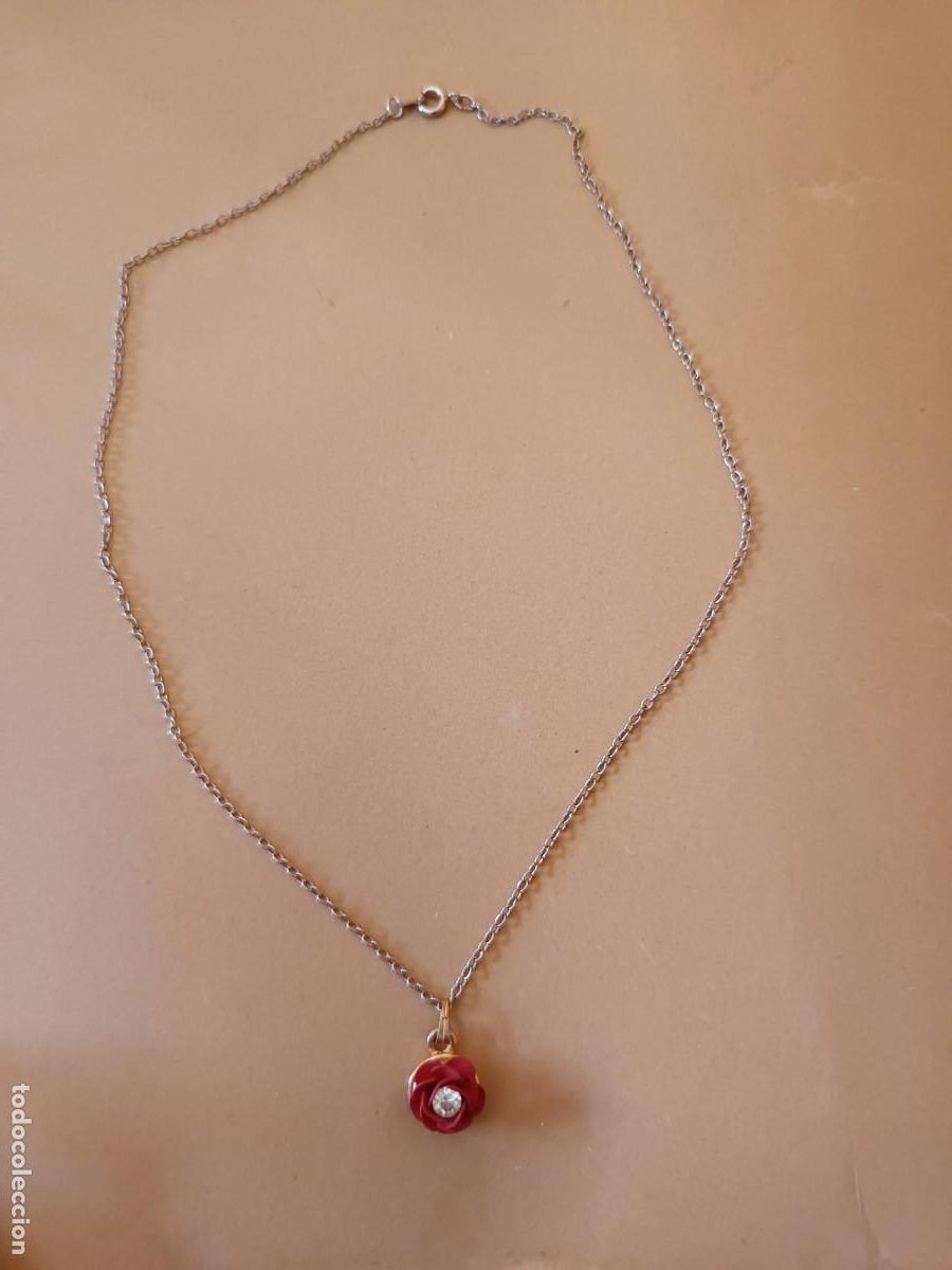 Joyeria: Collar con rosa y brillante. Bisuter&iacute;a