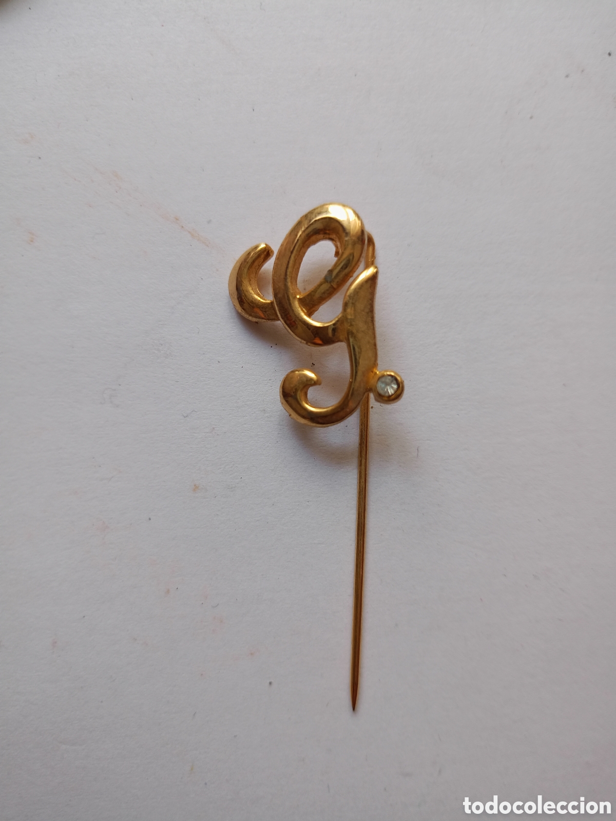 Joyeria: Antigua broche alfiler letra inicial G chapado oro vintage a&ntilde;os 80 sin tap&oacute;n