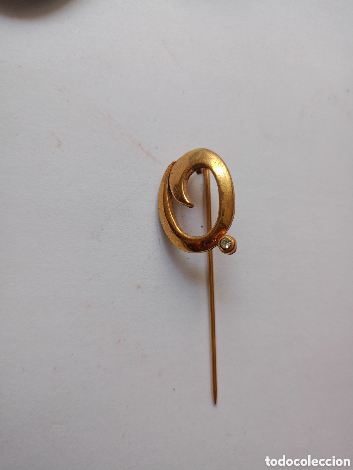 Joyeria: Antigua broche alfiler letra inicial O chapado oro vintage a&ntilde;os 80 sin tap&oacute;n
