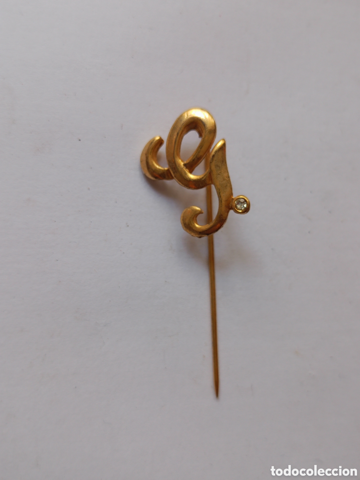 Joyeria: Antigua broche alfiler letra inicial G chapado oro vintage a&ntilde;os 80 sin tap&oacute;n