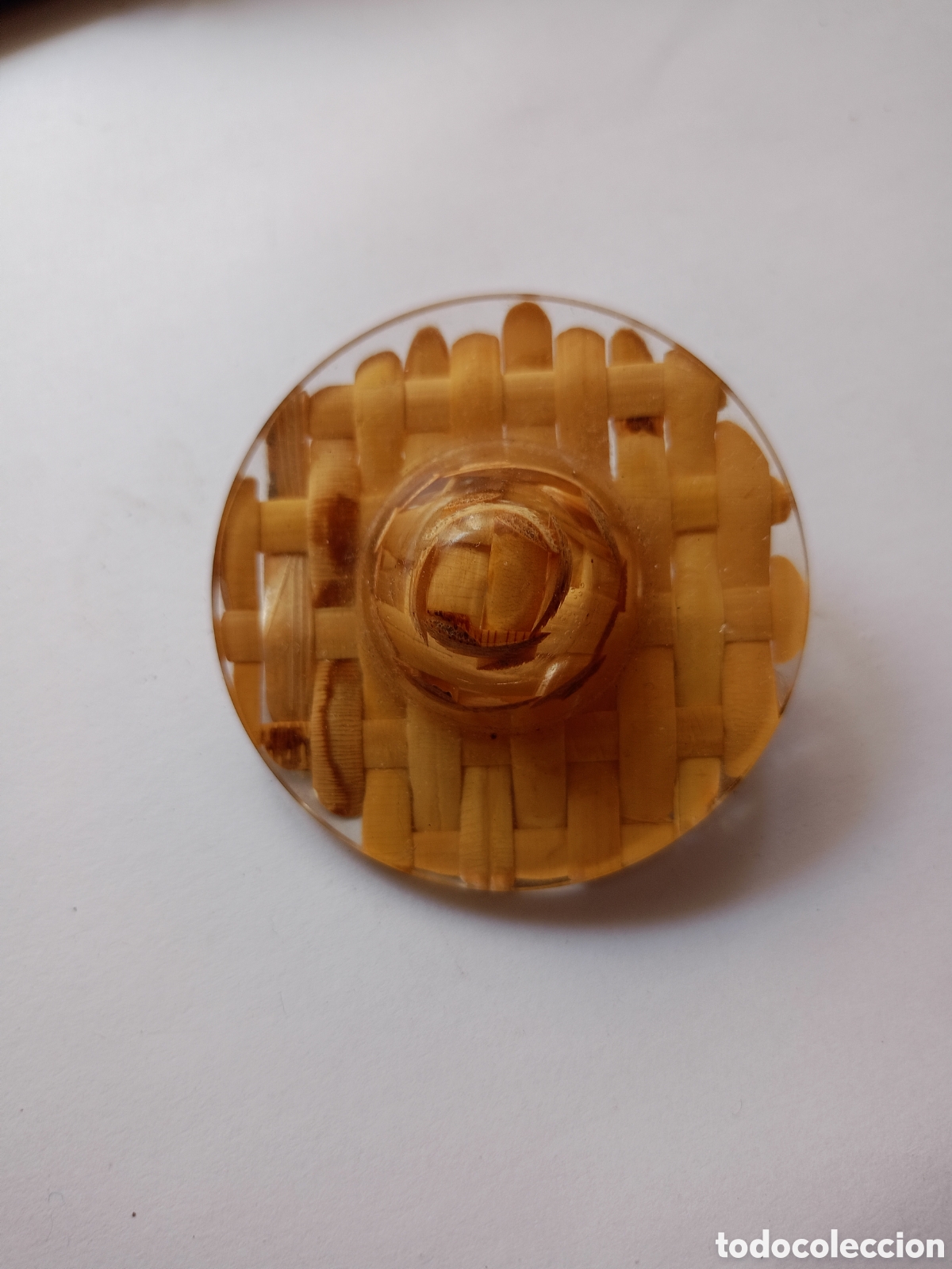 Joyeria: Broche sombrero de playa pl&aacute;stico duro vintage a&ntilde;os 80