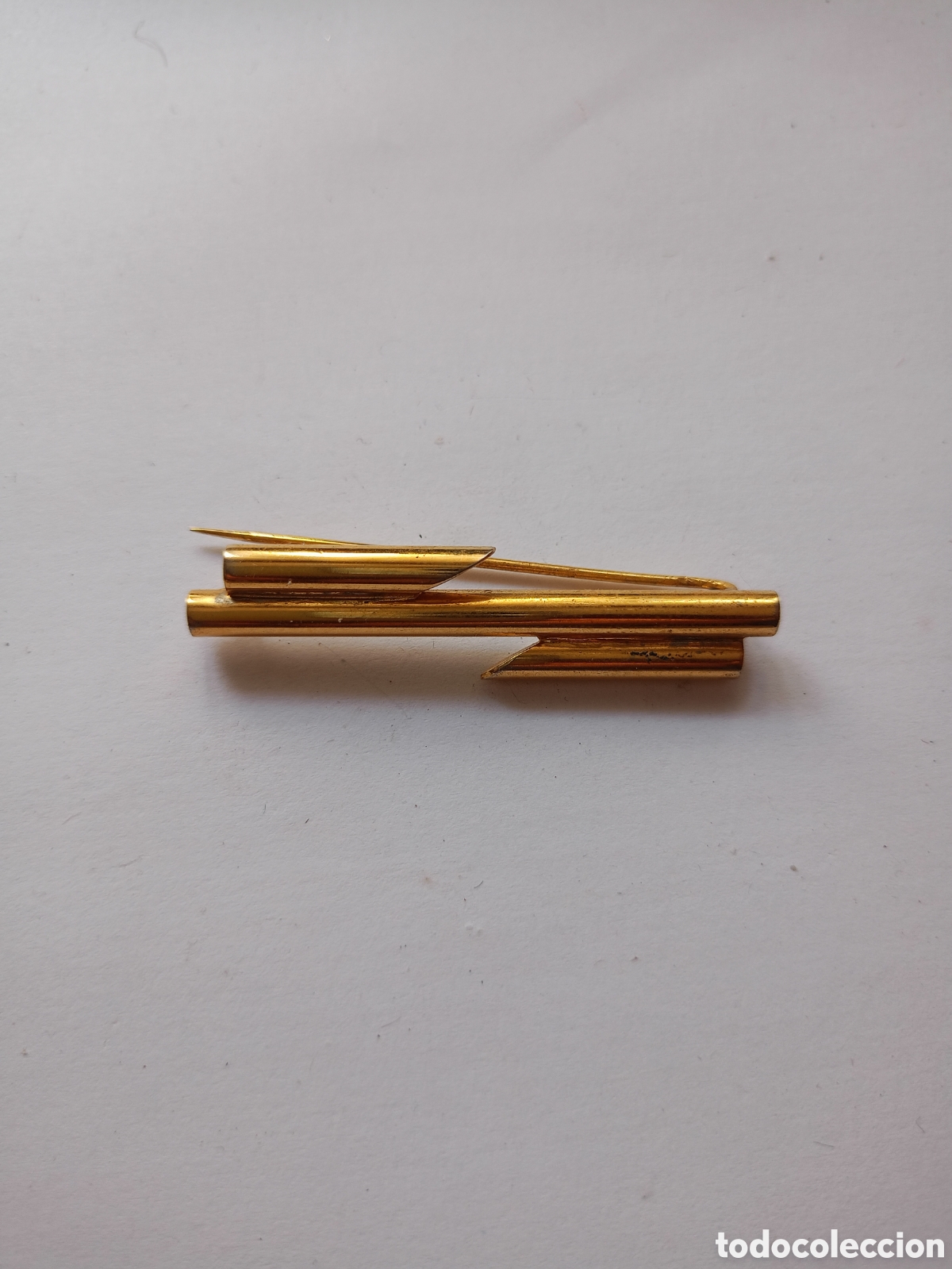 Joyeria: Broche forma geom&eacute;trica vintage a&ntilde;os 80 dorado
