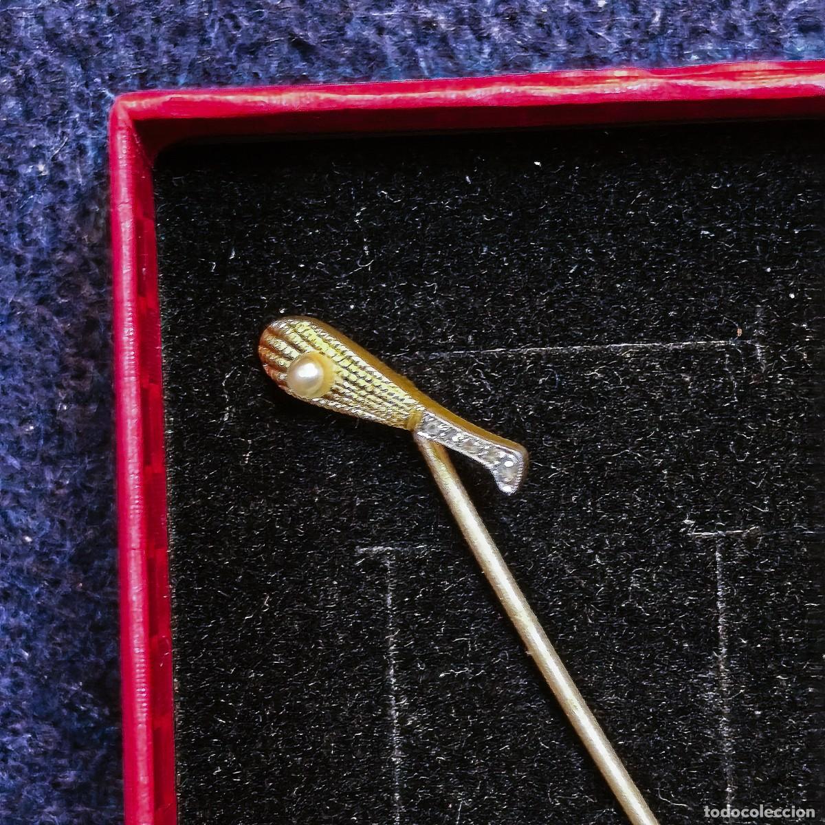 Joyeria: ALFILER DE PA&Ntilde;UELO EN ORO AMARILLO 18 KTES. MED. 75 MM