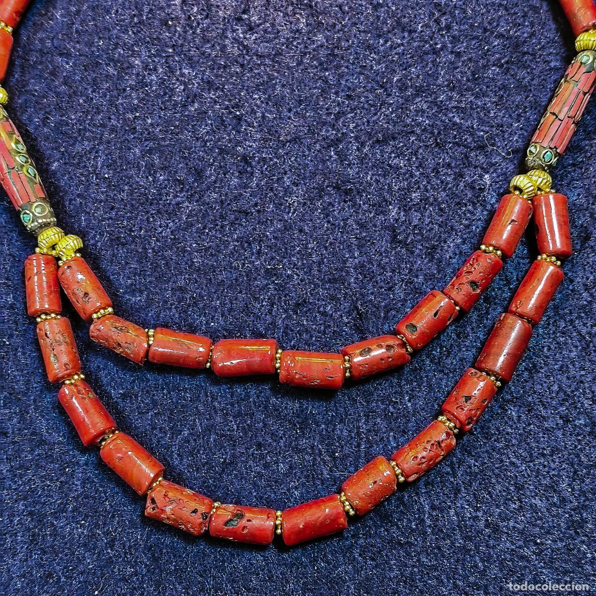 Joyeria: COLLAR 2 VUELTAS CORAL BAMBU ROJO RECONSTITUIDO O NATURAL?? DIGETS BRONCE.CIERRE BOTON.MED. 52 CMS