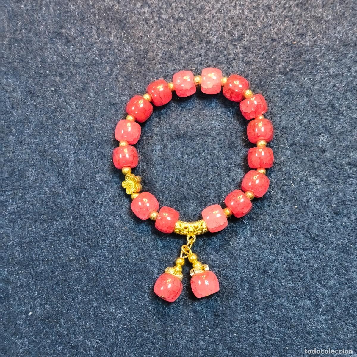 Gioielleria: PULSERA PIEDRAS DONUTS NATURALES ROSA Y DIGETS PIEDRAS. ALPACA DORADA