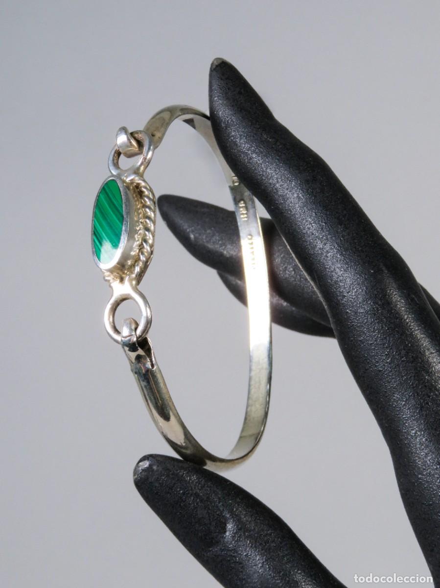 Joyeria: Pulsera con malaquita y plata M&eacute;xico siglo XX
