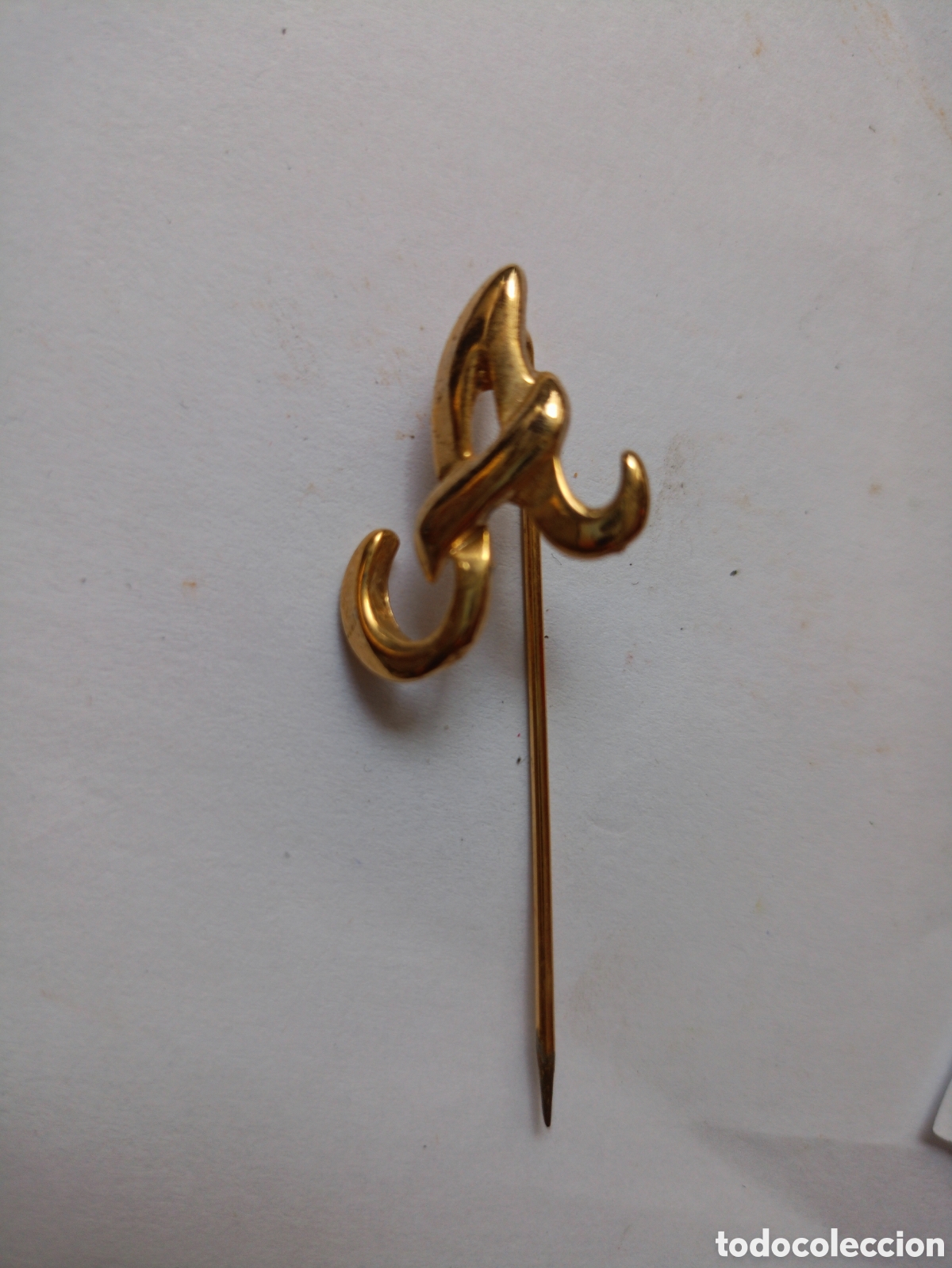 Joyeria: Antigua broche alfiler letra inicial A chapado oro vintage a&ntilde;os 80 sin tap&oacute;n